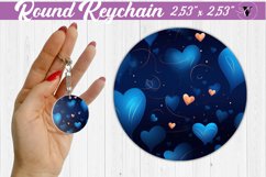 Valentines day Round Keychain | Heart pattern | Blue hearts Product Image 1
