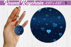 Valentines day Round Keychain | Heart pattern | Blue hearts Product Image 1
