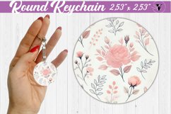 Spring Round Keychain | Roses pattern Product Image 1