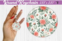 Spring Round Keychain | Roses pattern Product Image 1