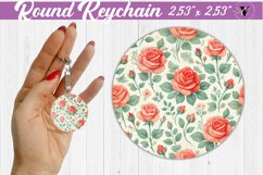 Spring Round Keychain | Roses pattern Product Image 1