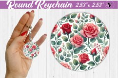 Spring Round Keychain | Roses pattern Product Image 1