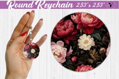 Spring Round Keychain | Peonies pattern Product Image 1