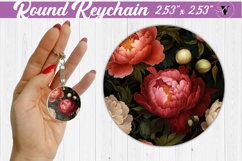 Spring Round Keychain | Peonies pattern Product Image 1