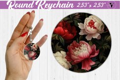 Spring Round Keychain | Peonies pattern Product Image 1