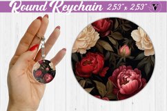 Spring Round Keychain | Peonies pattern Product Image 1