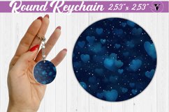Valentines day Round Keychain | Heart pattern | Blue hearts Product Image 1