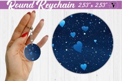 Valentines day Round Keychain | Heart pattern | Blue hearts Product Image 1