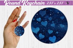 Valentines day Round Keychain | Heart pattern | Blue hearts Product Image 1