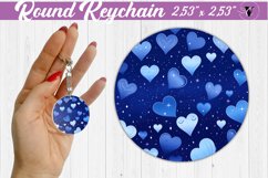 Valentines day Round Keychain | Heart pattern | Blue hearts Product Image 1