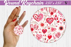 Round Keychain | Hearts and flowers | Folk art Product Image 1