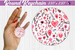 Round Keychain | Hearts and flowers | Folk art Product Image 1