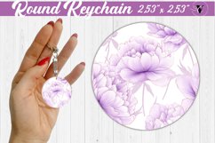 Spring Round Keychain | Peonies pattern Product Image 1