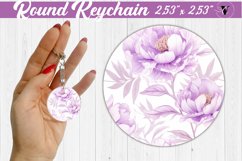 Spring Round Keychain | Peonies pattern Product Image 1