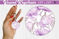 Spring Round Keychain | Peonies pattern Product Image 1