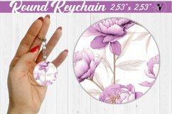 Spring Round Keychain | Peonies pattern Product Image 1