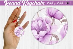 Spring Round Keychain | Peonies pattern Product Image 1