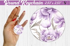 Spring Round Keychain | Peonies pattern Product Image 1
