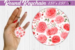 Spring Round Keychain | Roses pattern Product Image 1