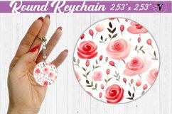 Spring Round Keychain | Roses pattern Product Image 1