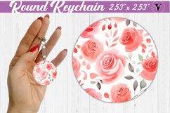 Spring Round Keychain | Roses pattern Product Image 1