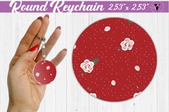 Spring Round Keychain | White polka dot roses Product Image 1