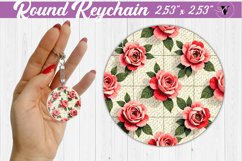 Gingham Round Keychain | floral gingham | Cottagecore Product Image 1
