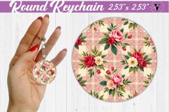 Gingham Round Keychain | floral gingham | Cottagecore Product Image 1