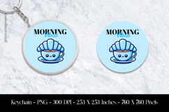 Morning Vibes Keychain Sublimation Design PNG Product Image 1