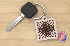 Laser Cut Microchip Keychain SVG Product Image 1