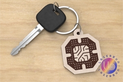 Futuristic Microchip SVG Keychain Laser Cut Digital File Product Image 1