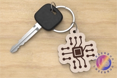 Microchip Keychain SVG Laser Cut Engraved Chip Design Product Image 1