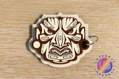 Tribal Mask Laser Cut Keychain SVG Product Image 1