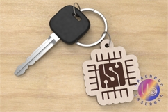 Laser Cut Keychain SVG Microchip Engraved Digital Product Image 1