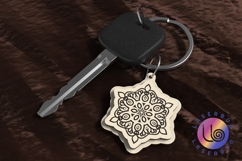 Laser Cut Engraved Mandala Keychain SVG Product Image 1