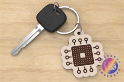 Tech Keychain SVG Microchip Design for Laser Cutting Product Image 1