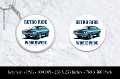 Retro Ride WorldWide Keychain Sublimation Design PNG Product Image 1