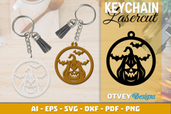 Halloween Keychain Lasercut | Halloween Jewelry Template Product Image 2