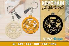 Halloween Keychain Lasercut | Halloween Jewelry Template Product Image 1