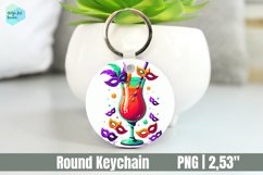 Mardi Gras Drink Keychain, Circle Key Keychain Product Image 1