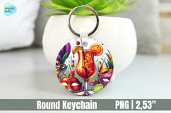 Mardi Gras Drink Keychain, Circle Key Keychain Product Image 1