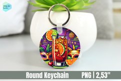 Mardi Gras Drink Keychain, Circle Key Keychain Product Image 1