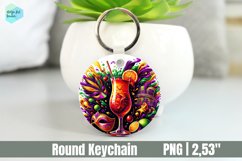 Mardi Gras Drink Keychain, Circle Key Keychain Product Image 1