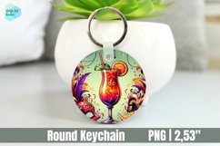 Mardi Gras Drink Keychain, Circle Key Keychain Product Image 1
