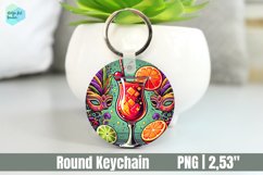 Mardi Gras Drink Keychain, Circle Key Keychain Product Image 1