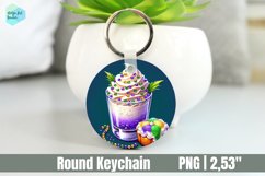 Mardi Gras Drink Keychain, Circle Key Keychain Product Image 1