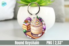 Mardi Gras Drink Keychain, Circle Key Keychain Product Image 1