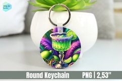 Mardi Gras Drink Keychain, Circle Key Keychain Product Image 1