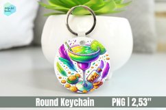 Mardi Gras Drink Keychain, Circle Key Keychain Product Image 1