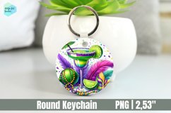 Mardi Gras Drink Keychain, Circle Key Keychain Product Image 1
